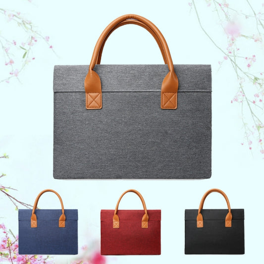 14 Inch Oxford Cloth Lightweight Portable Laptop Bag With PU Handle(Blue) by bashfashion