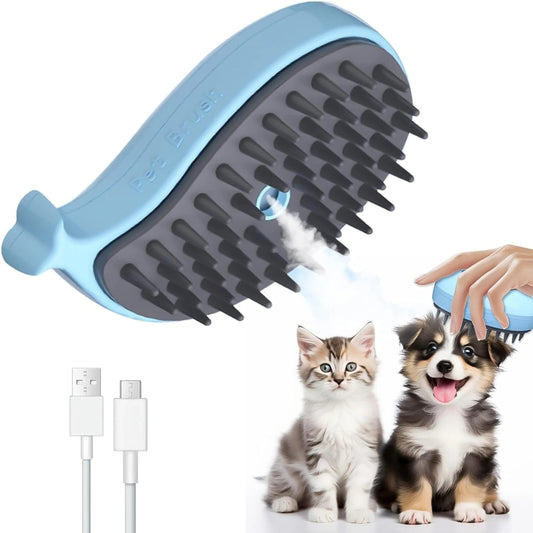 Pet Spray Steamy Brush Cat Dog Grooming Massage Comb(Whale Pink) by bashfashion