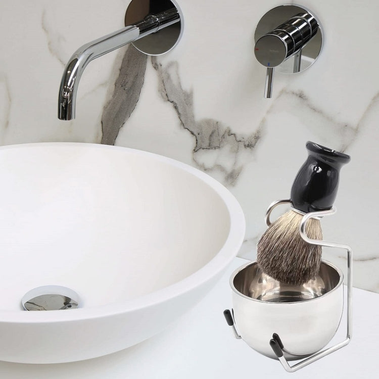 3pcs /Set Men Foam Manual Wooden Handle Beard Brush Set, Color: Badger Hair Silver by bashfashion