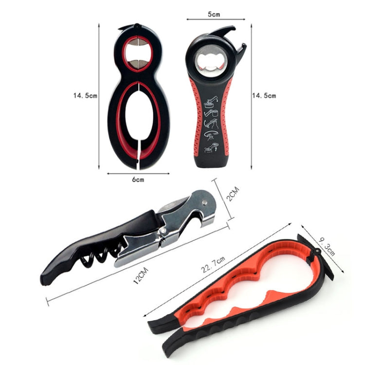 Multifunctional 4 In 1 Bottle Opener Household Saving Force Opener Style 1 (Black Red) by bashfashion