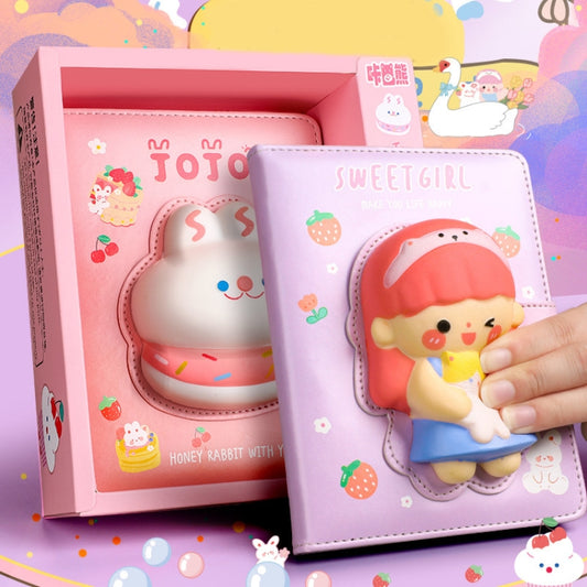 Kabaxiong A5 Size 3D Squishy Destress Cute Notebook Diary 100 Inner Pages(Honey Rabbit) by Kabaxiong