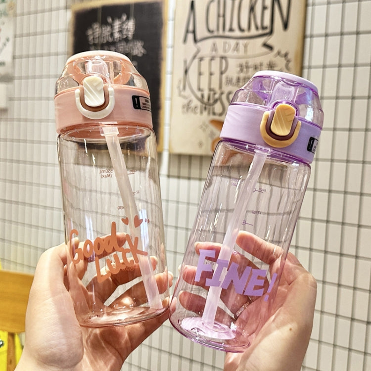 Student Portable Bouncing Straw Large Capacity Drop Resistant Plastic Cups, Style: 550ml White by bashfashion