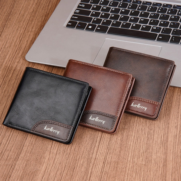 Baellerry D2405 Retro Two-fold Men Short Zipper Wallet Card Holder(Black) by Baellerry