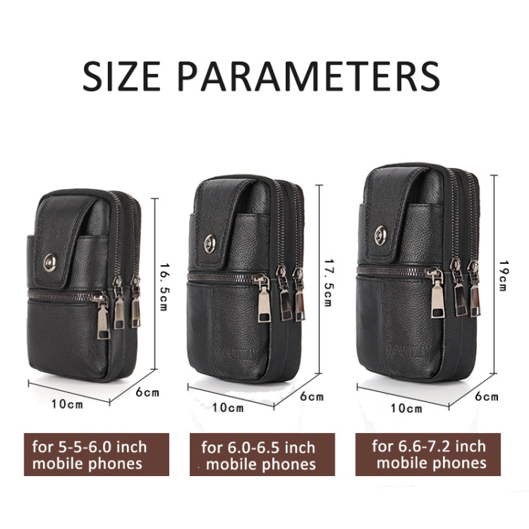 KUNQITIAN Mobile Phone Waist Bag Belt Leather Case With Shoulder Strap, Size: M(Brown Yellow) by KUNQITIAN