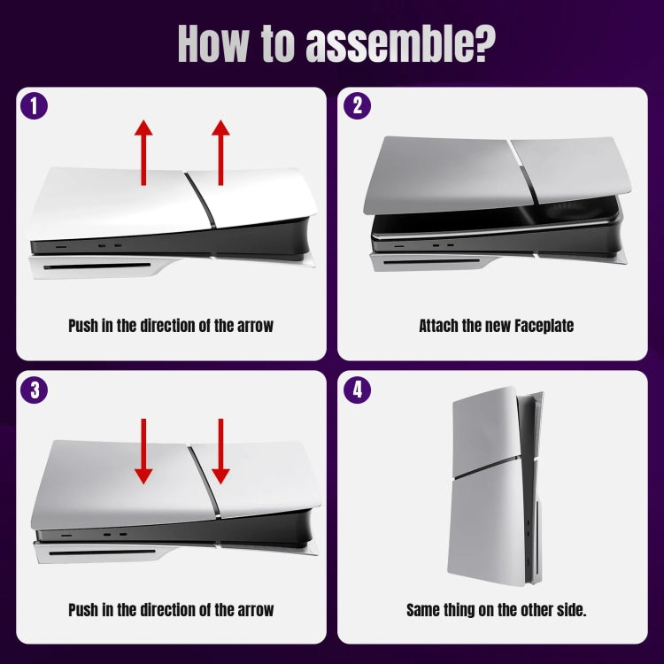 For PS5 Slim Replacement Faceplate Shell Detachable Protective Case, Model: Disc Edition Black by bashfashion