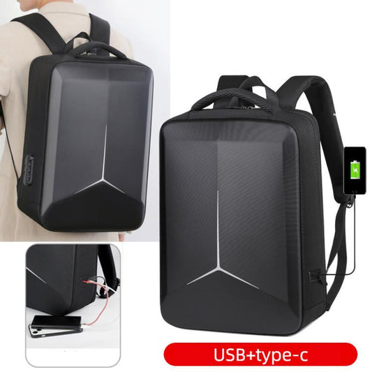 17.3-18 Inch Hard Shell Laptop Backpack with USB+Type-C Charging Ports Unisex Anti-Theft Business Travel Bag, Color: Airbag Black by bashfashion
