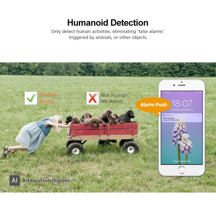 Sricam SP028 1080P HD Outdoor PTZ Camera, Support Two Way Audio / Motion Detection / Humanoid Detection / Color Night Vision / TF Card, AU Plug by Sricam