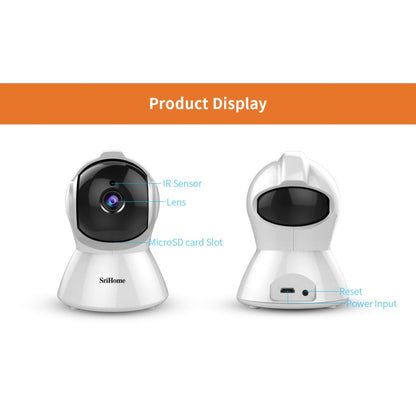 SriHome SH025 2.0 Million Pixels 1080P HD AI Auto-tracking IP Camera, Support Two Way Audio / Motion Tracking / Humanoid Detection / Night Vision / TF Card, US Plug by SriHome