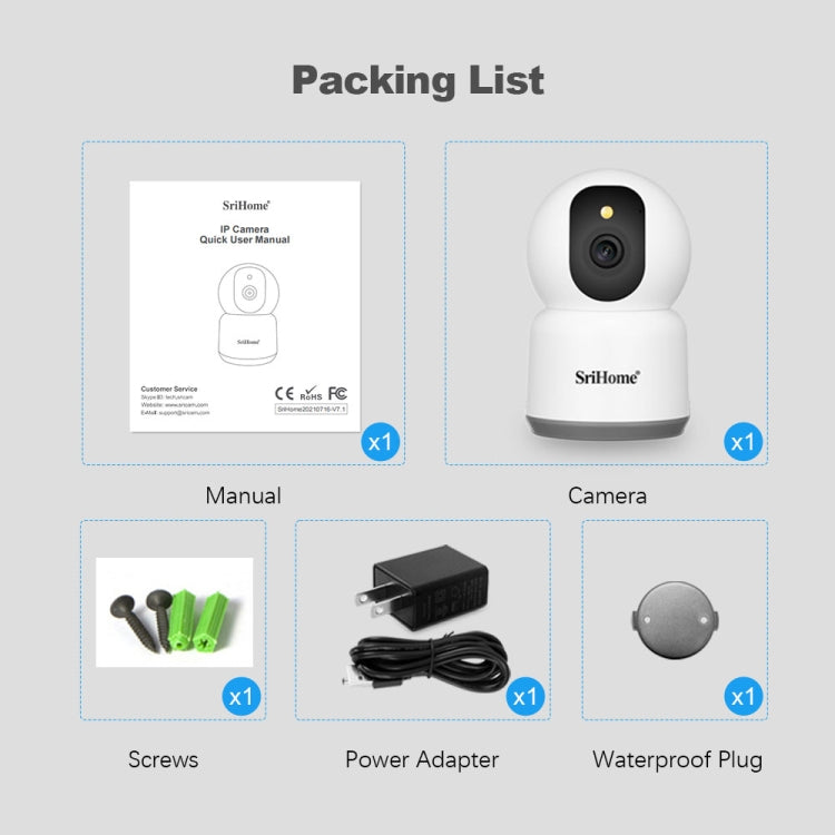 SirHome SH038 5MP QHD 5G WiFi IP Camera, Support Night Color & Motion Detection & Two Way Talk & Human Detection & TF Card, US Plug by SriHome