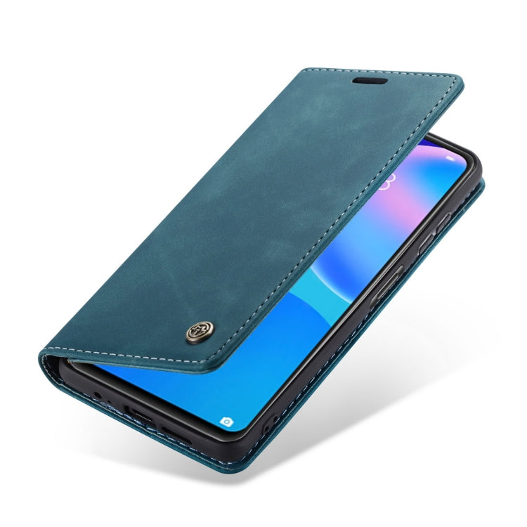 For Huawei P Smart 2021 CaseMe-013 Multifunctional Retro Frosted Horizontal Flip Leather Case with Card Slot & Holder & Wallet(Blue) by CaseMe