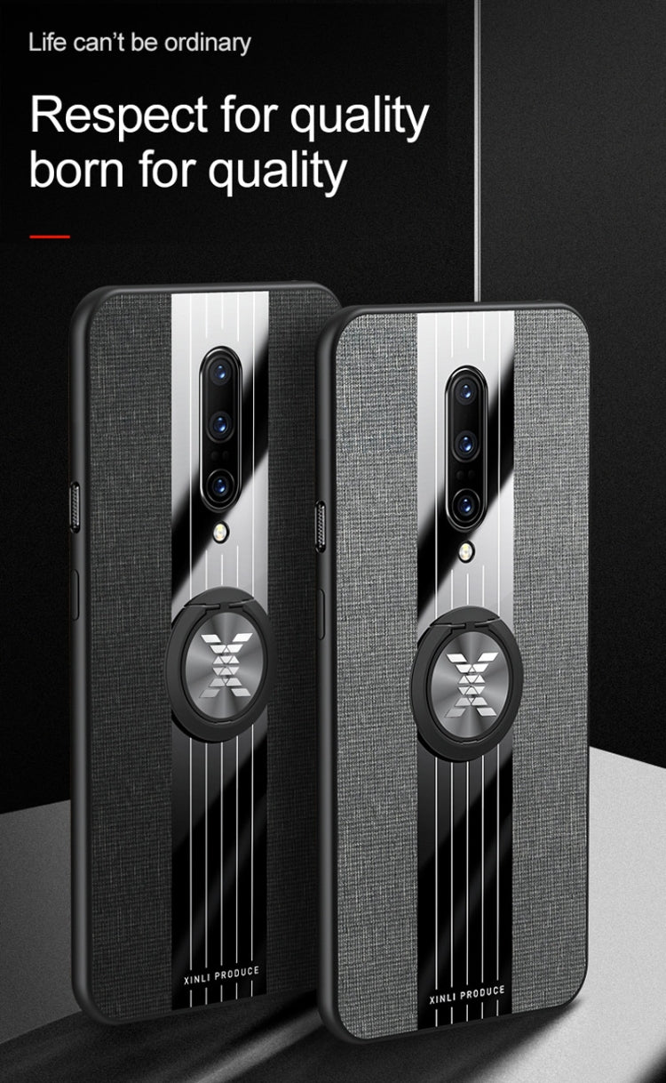 For OnePlus 6 XINLI Stitching Cloth Texture Shockproof TPU Protective Case with Ring Holder(Blue) by XINLI