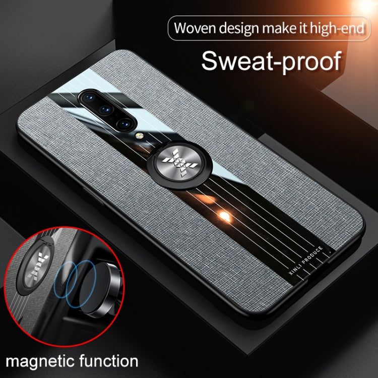 For OnePlus 6 XINLI Stitching Cloth Texture Shockproof TPU Protective Case with Ring Holder(Blue) by XINLI