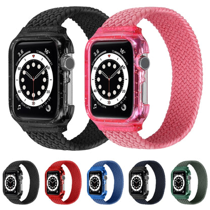 Weave Wrist Strap Watch Bands with Frame For Apple Watch Series 9&8&7 41mm / SE 3&SE 2&6&SE&5&4 40mm / 3&2&1 38mm, Length:145mm(Charcoal) by bashfashion