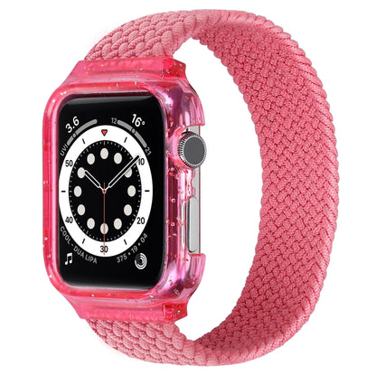 Weave Wrist Strap Watch Bands with Frame For Apple Watch Series 9&8&7 41mm / SE 3&SE 2&6&SE&5&4 40mm / 3&2&1 38mm, Length:155mm(Bright Pink) by bashfashion