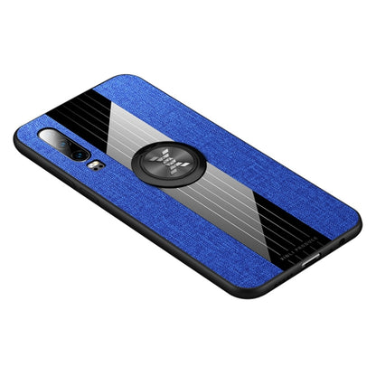 For Huawei P30 XINLI Stitching Cloth Textue Shockproof TPU Protective Case with Ring Holder(Blue) by XINLI