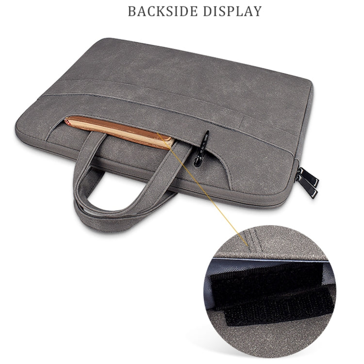 ST06SDJ Frosted PU Business Laptop Bag with Detachable Shoulder Strap, Size:14.1-15.4 inch(Dark Gray) by bashfashion