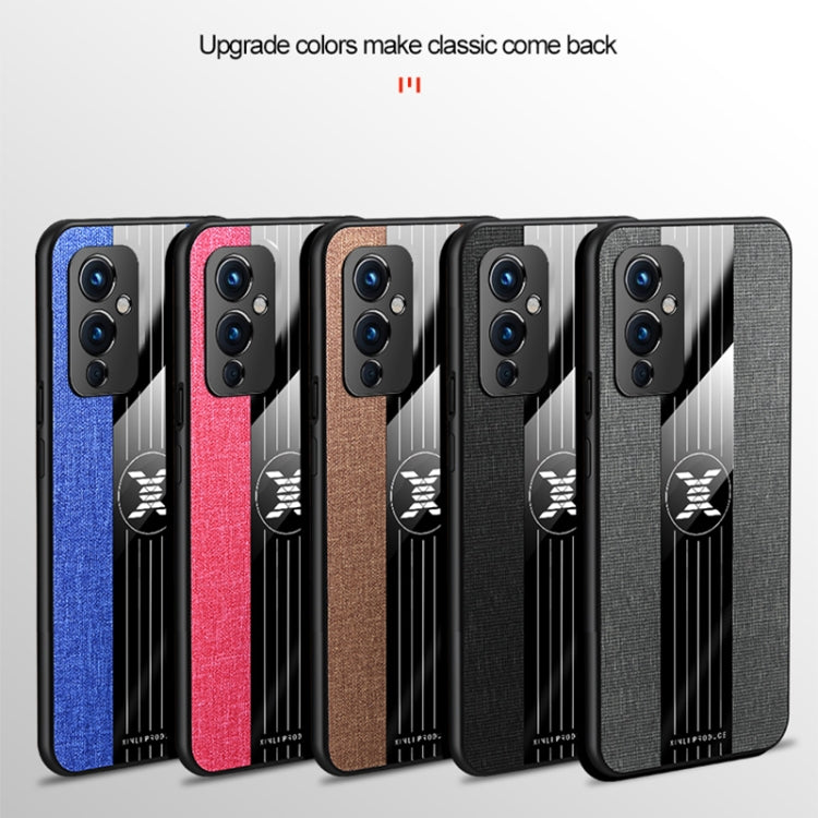 For OnePlus 9 XINLI Stitching Cloth Texture Shockproof TPU Phone Case(Red) by XINLI