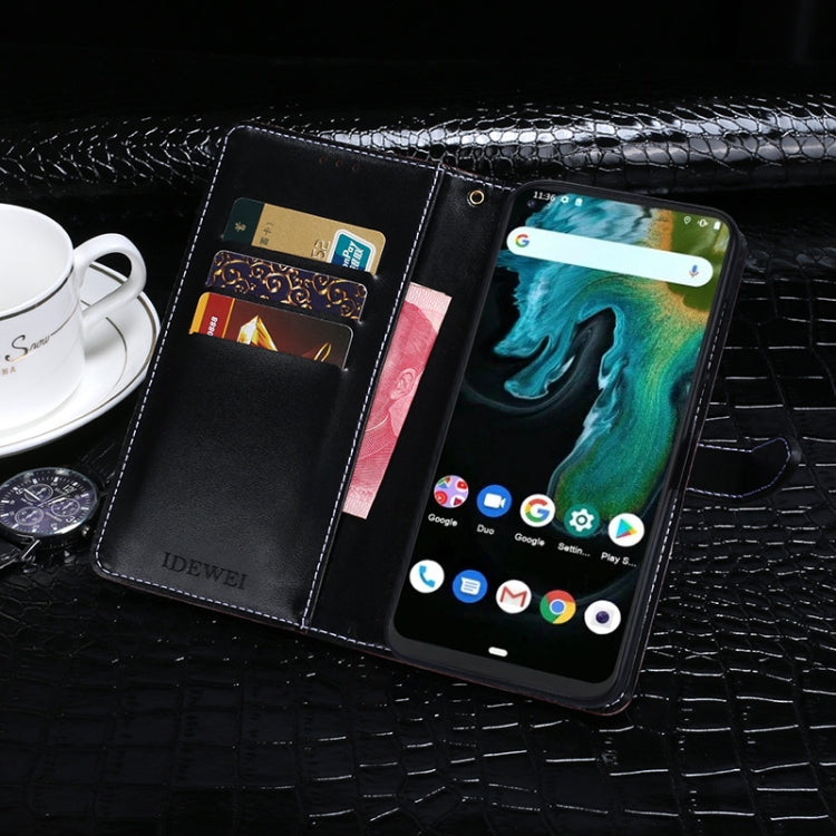 For Cubot Max 3 idewei Crocodile Texture Leather Phone Case(Dark Blue) by idewei