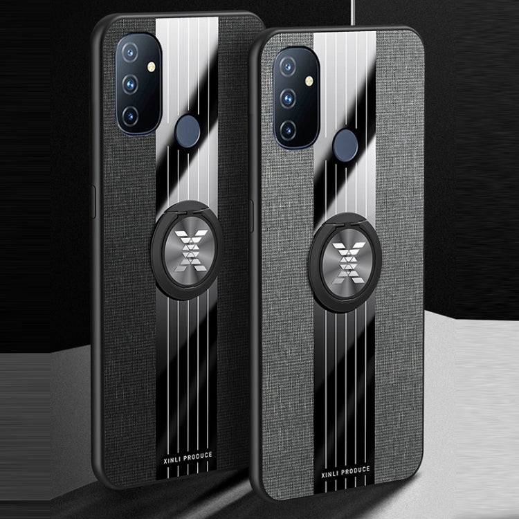 For OnePlus Nord N100 XINLI Stitching Cloth Texture TPU Phone Case with Ring Holder(Grey) by XINLI