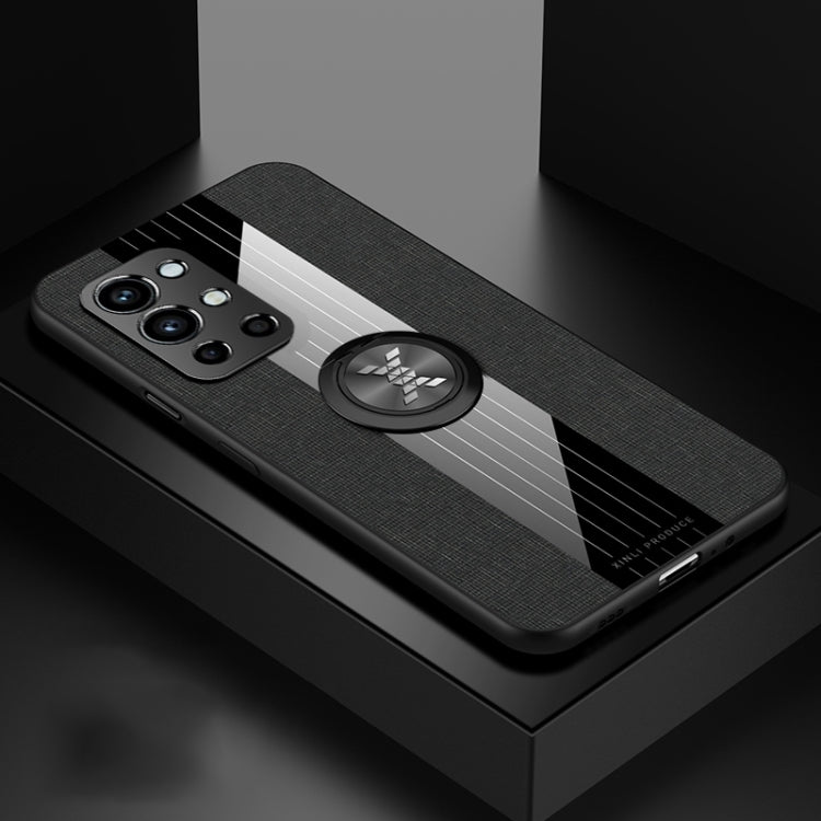 For OnePlus 9R XINLI Stitching Cloth Texture TPU Phone Case with Ring Holder(Black) by XINLI