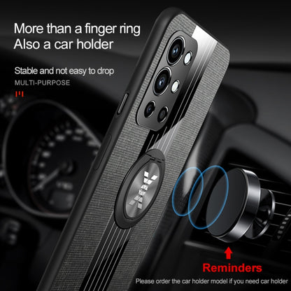 For OnePlus 9R XINLI Stitching Cloth Texture TPU Phone Case with Ring Holder(Black) by XINLI