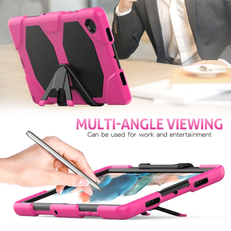 For Samsung Galaxy Tab A8 10.5 2021 X200 / X205 Colorful Silicon + PC Tablet Case(Rose Red) by bashfashion