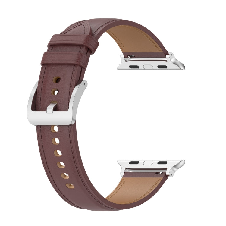 Genuine Leather Watch Band, Size: Small Size For Apple Watch Series 9&8&7 41mm / SE 3&SE 2&6&SE&5&4 40mm / 3&2&1 38mm(Dark Brown) by bashfashion