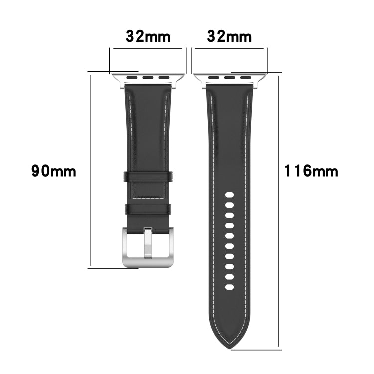 Genuine Leather Watch Band, Size: Small Size For Apple Watch Series 9&8&7 41mm / SE 3&SE 2&6&SE&5&4 40mm / 3&2&1 38mm(Dark Brown) by bashfashion