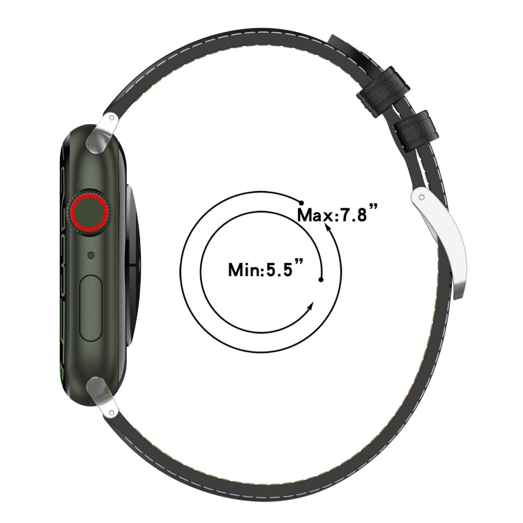 Genuine Leather Watch Band, Size: Small Size For Apple Watch Series 9&8&7 41mm / SE 3&SE 2&6&SE&5&4 40mm / 3&2&1 38mm(Dark Brown) by bashfashion