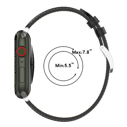 Genuine Leather Watch Band, Size: Small Size For Apple Watch Series 9&8&7 41mm / SE 3&SE 2&6&SE&5&4 40mm / 3&2&1 38mm(Dark Brown) by bashfashion