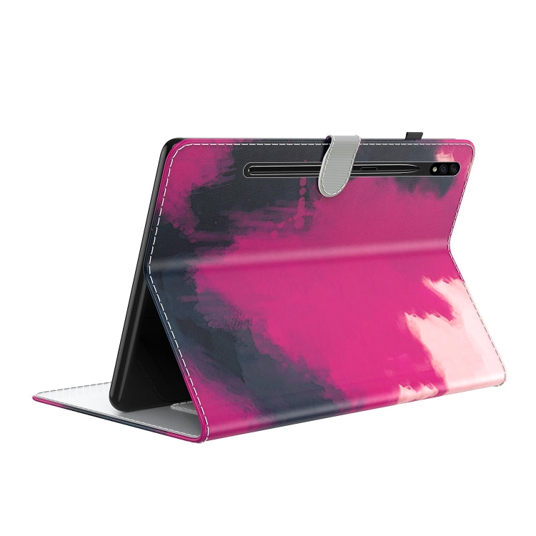 For Samsung Galaxy Tab S9+ Watercolor Pattern Flip Leather Tablet Case(Berry Color) by bashfashion