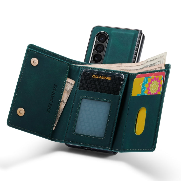 For Samsung Galaxy Z Fold3 5G DG.MING M1 Series 3-Fold Multi Card Wallet Phone Case(Green) by DG.MING