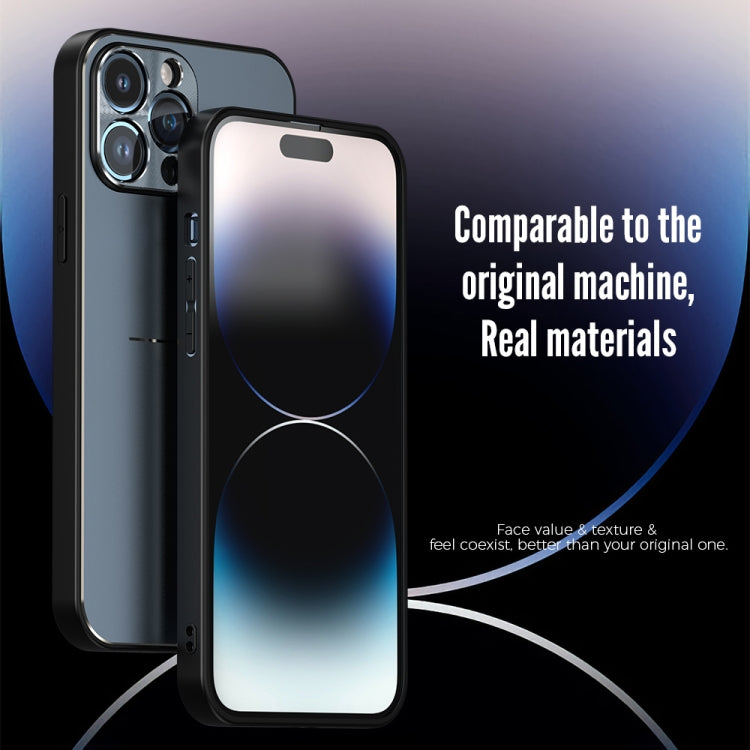 For iPhone 14 Pro Max R-JUST RJ52 3-Line Style Metal TPU Shockproof Phone Case(Black) by R-JUST
