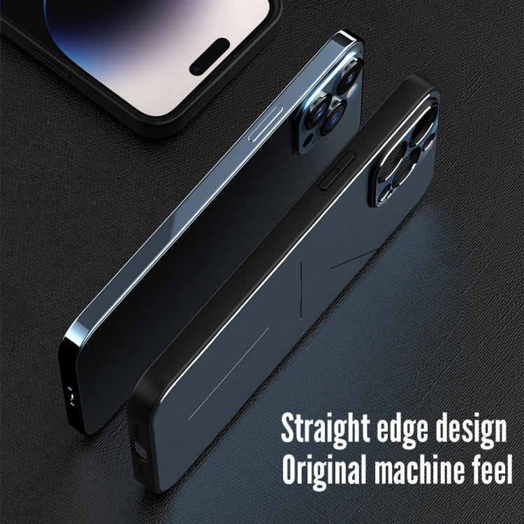For iPhone 14 Pro Max R-JUST RJ52 3-Line Style Metal TPU Shockproof Phone Case(Black) by R-JUST