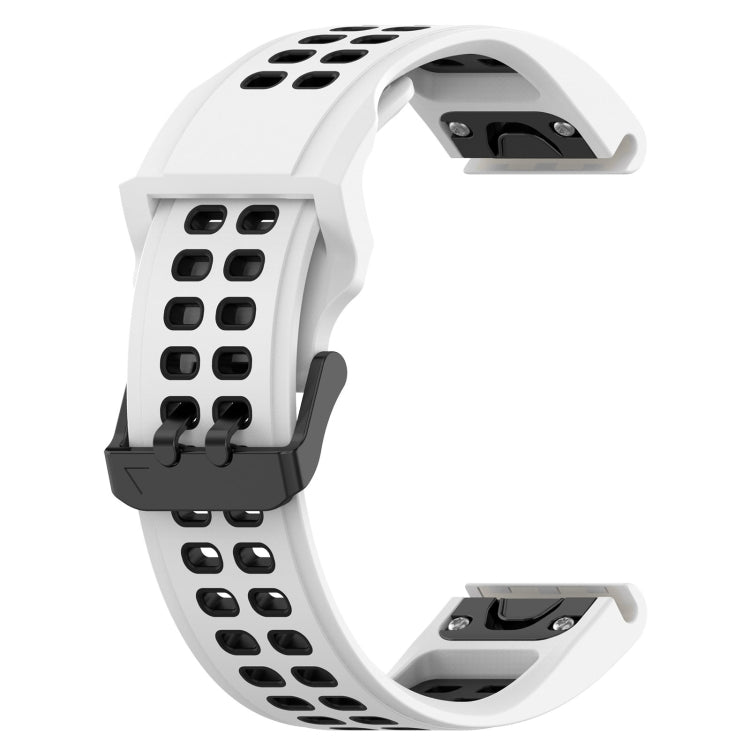 For Garmin Enduro2 / Tactix7 26mm Reverse Buckle Two-color Silicone Watch Band(White Black) by bashfashion