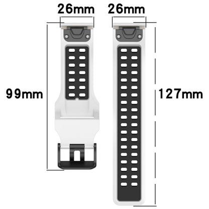 For Garmin Enduro2 / Tactix7 26mm Reverse Buckle Two-color Silicone Watch Band(White Black) by bashfashion