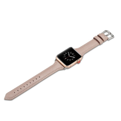 For Apple Watch 5/4 40mm & 3/2/1 38mm Thin Leather Watch Band(Pink) by bashfashion