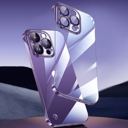 For iPhone 14 Pro Max Electroplating Frameless Clear PC Phone Case(Gold) by bashfashion