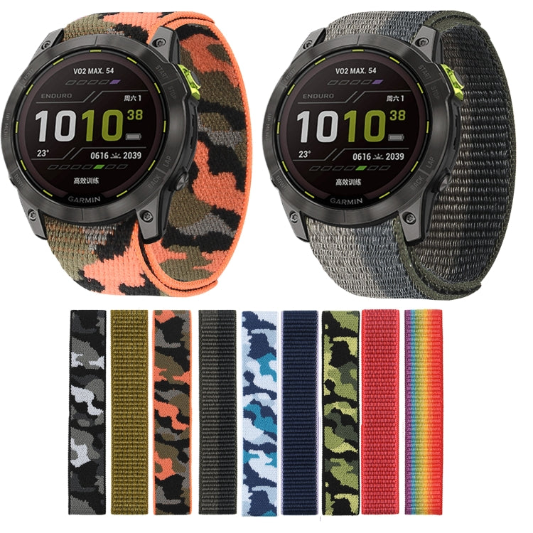 For Garmin Fenix 7 Hook And Loop Fastener Nylon Watch Band(Grey Camouflage) by bashfashion