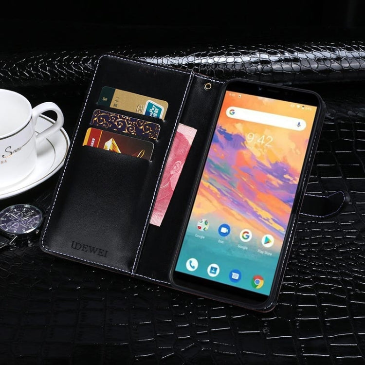 For UMIDIGI A3S(With Fingerprint Hole) idewei Crocodile Texture Horizontal Flip Leather Case with Holder & Card Slots & Wallet(Dark Blue) by idewei