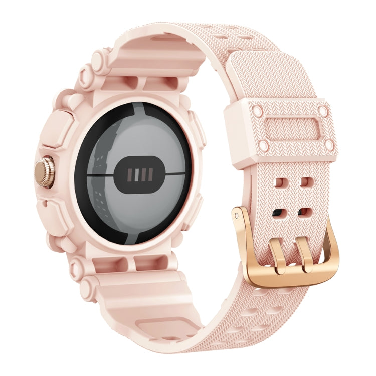 For Google Pixel Watch Three-proof Solid Color Integrated Watch Band(Pink) by bashfashion