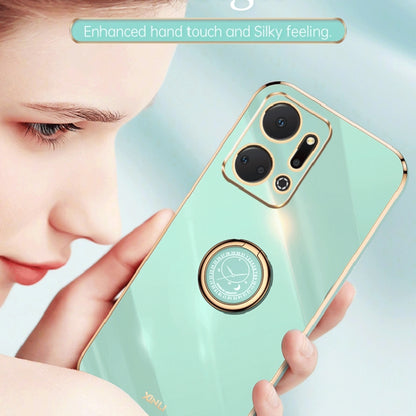 For Honor X7a 2023 XINLI Straight Edge 6D Electroplate TPU Phone Case with Ring Holder(Hawthorn Red) by XINLI