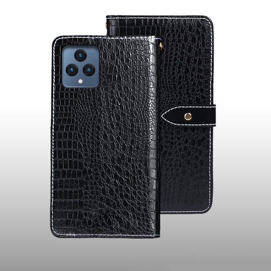 For T-Mobile REVVL 6 5G idewei Crocodile Texture Leather Phone Case(Black) by idewei