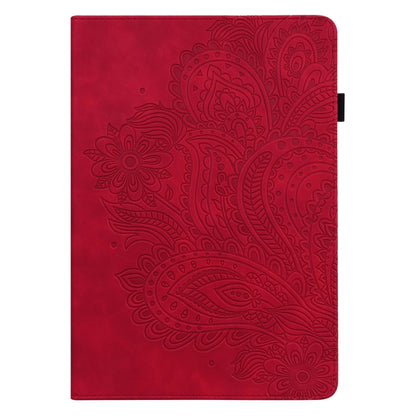 For Samsung Galaxy Tab S9 / S9 FE Peacock Embossed Pattern Leather Tablet Case(Red) by bashfashion