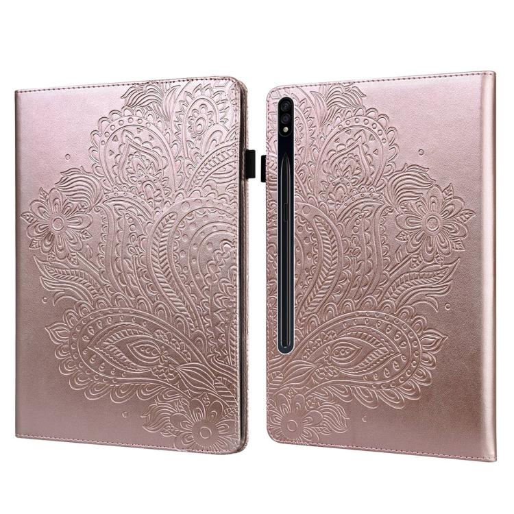 For Samsung Galaxy Tab S10+ / S9+ Peacock Embossed Pattern Leather Tablet Case(Rose Gold) by bashfashion