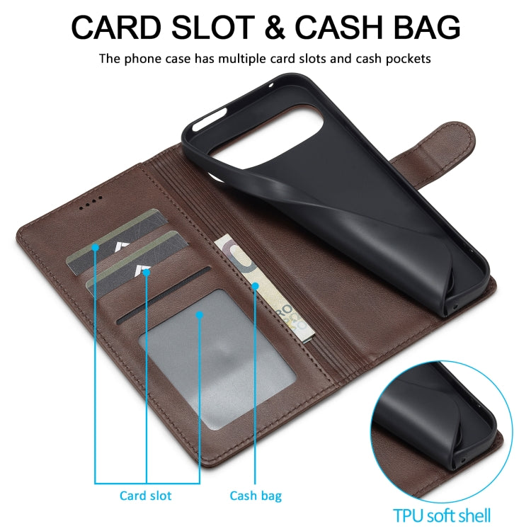 For Google Pixel 9 Pro XL LC.IMEEKE Calf Texture Flip Leather Phone Case(Brown) by LC.IMEEKE