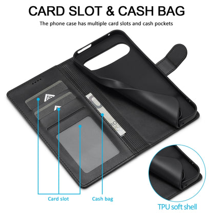 For Google Pixel 9 / 9 Pro LC.IMEEKE Calf Texture Flip Leather Phone Case(Black) by LC.IMEEKE