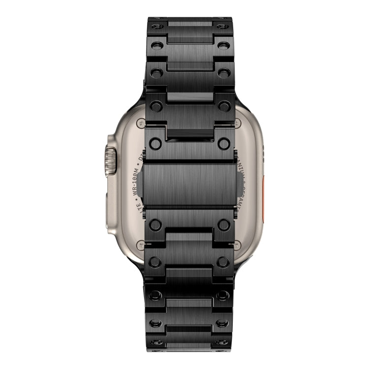 Double Rows Metal Watch Band For Apple Watch 9 45mm(Black) by bashfashion