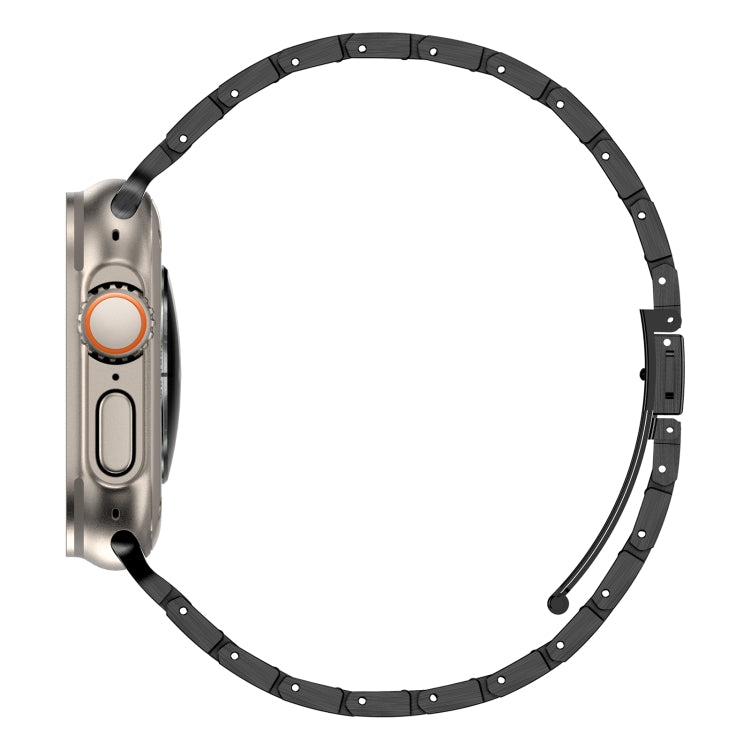 Double Rows Metal Watch Band For Apple Watch 9 45mm(Black) by bashfashion