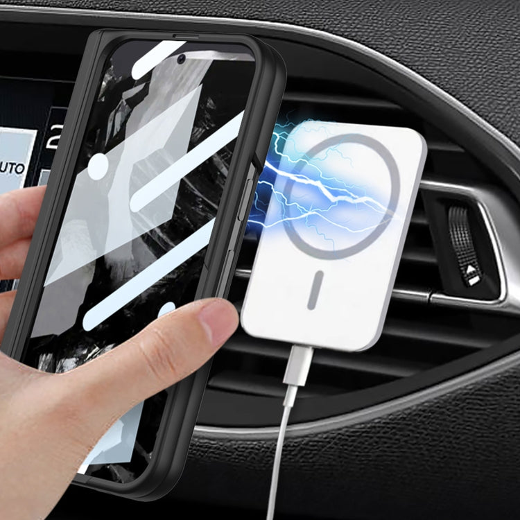 For Google Pixel 9 Pro Fold GKK Integrated Magsafe Fold Hinge Full Coverage Phone Case with Holder(Black) by GKK